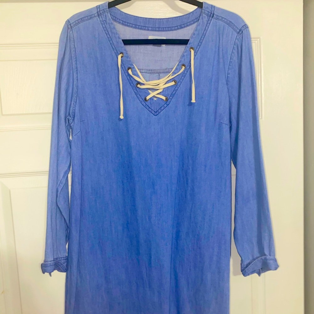 Denim Lace Up Dress